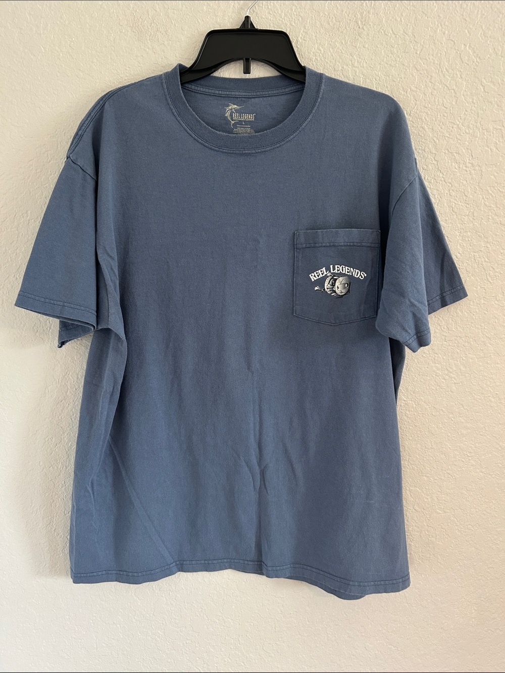 Reel Legends Dusty Blue Pocket Short Sleeve Tee